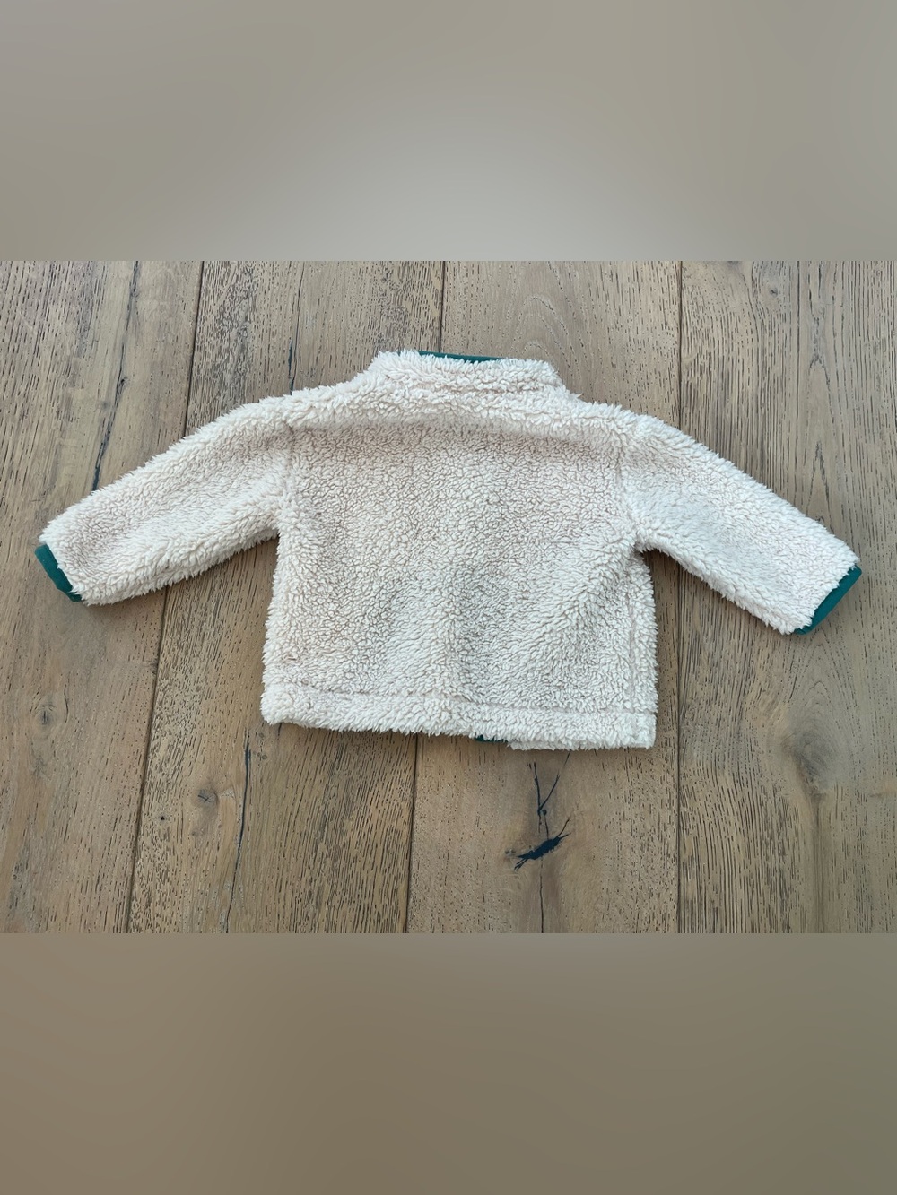 Cat & Jack Baby Boy Girl Sherpa Zip Jacket Coat Cream Green 3-6 months - Picture 3 of 4